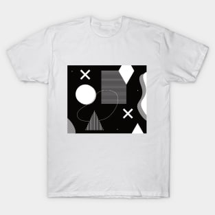 Black and white Memphis stye - abstract geometric pattern T-Shirt